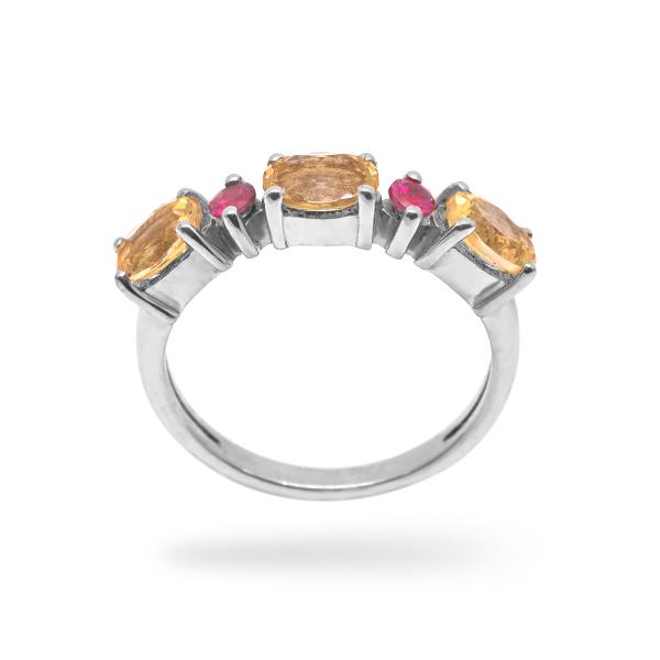 Bague citrine, rhodolite argent Elsa